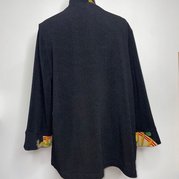 MOONLIGHT Y & S Fashion Jacket Black Floral Asian Art to Wear Lagenlook Size XL - Picture 9 of 16